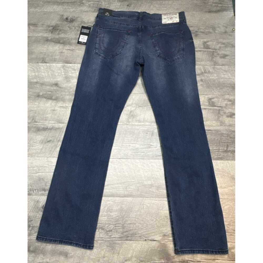 True Religion Ricky Jeans Mens 34 Blue Denim‎ Relaxed Straight Stretch $159 NEW